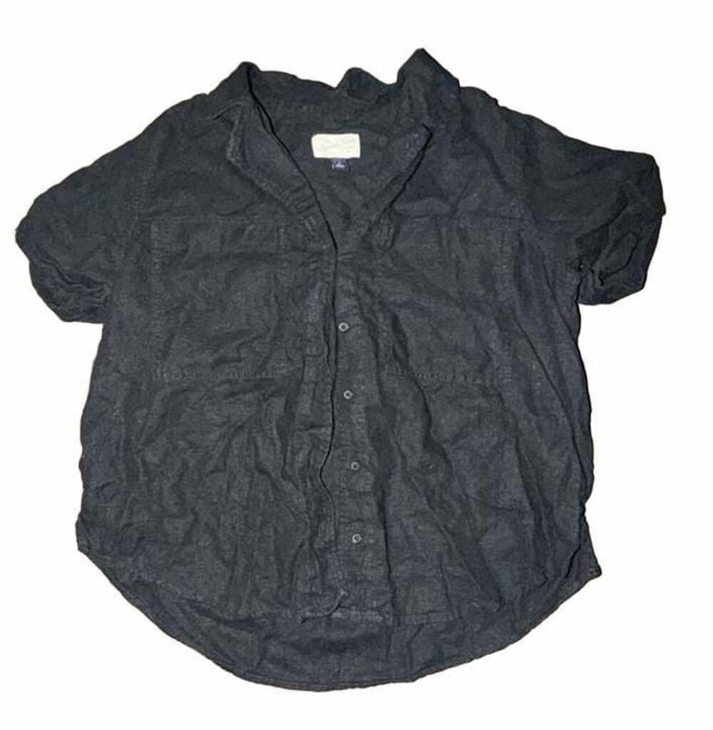 Universal Thread Short Sleeve Button Down Shirt Size S Black